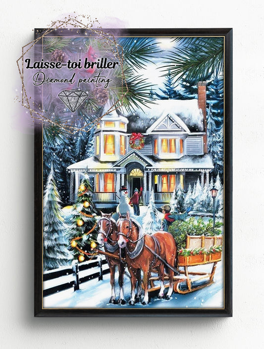 Cheval dans un décor enchanté (B-NOËL-027)